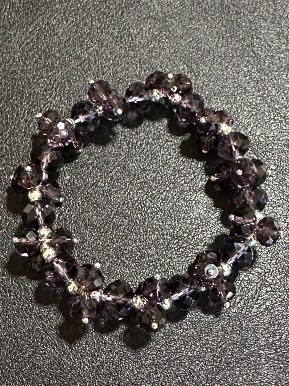 Purple Faceted Crystal Cluster Stretch Vintage Bracelet